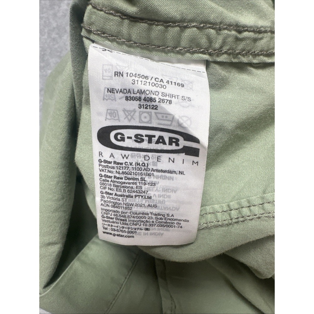 G-STAR / G RAW Green Button Down Cotton Polo‎ Shirt Men's Size Medium - Picture 6 of 8